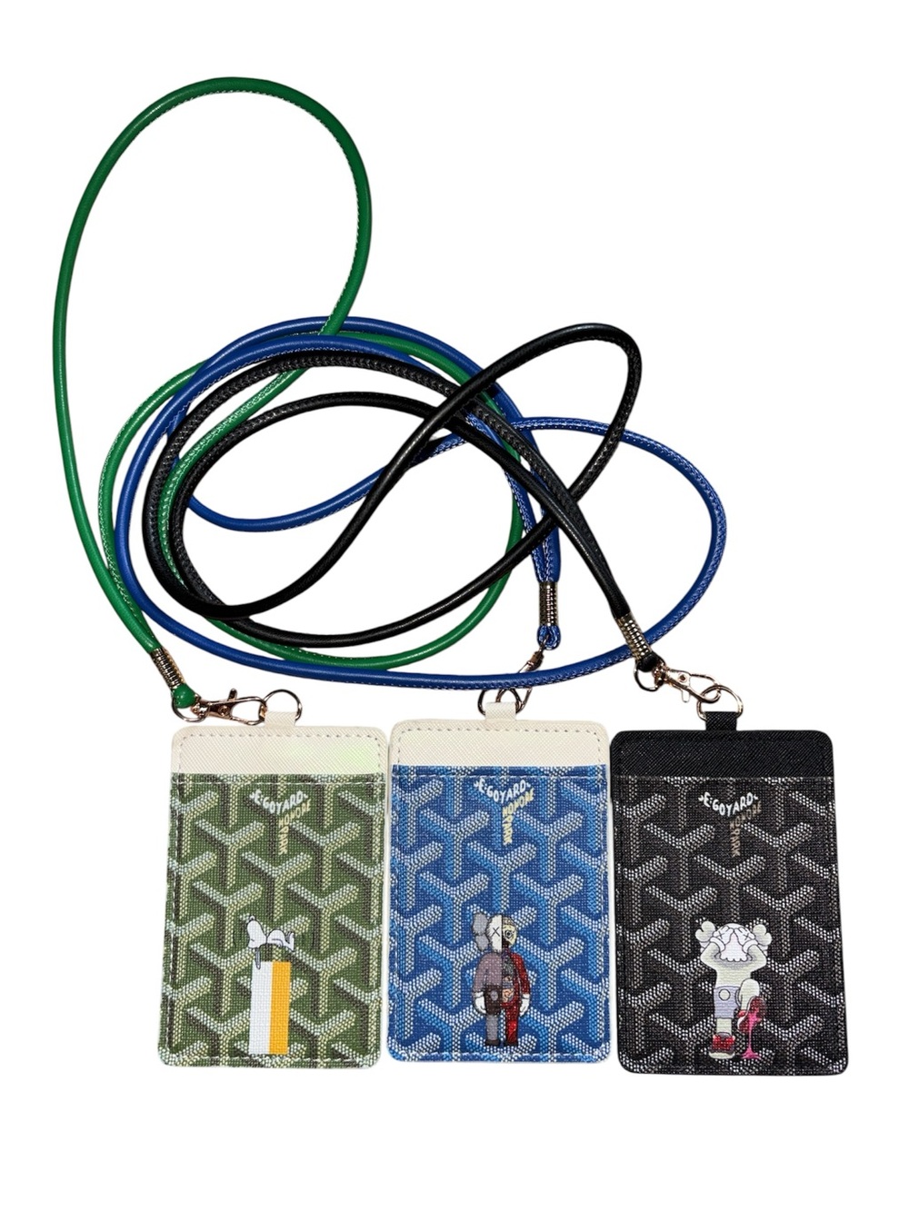 Fashion Lux Card Holder Lanyard Set in Green, Blue & Black